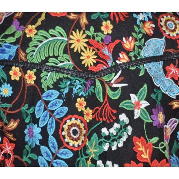 Dolce Cabo FRIDA Floral Embroidered Bomber Jacket Size S Full Zip Boho Colorful - Picture 8 of 12